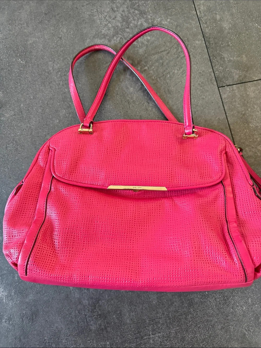 Coach Hot Pink Shoulder Bag with Gold Hardware